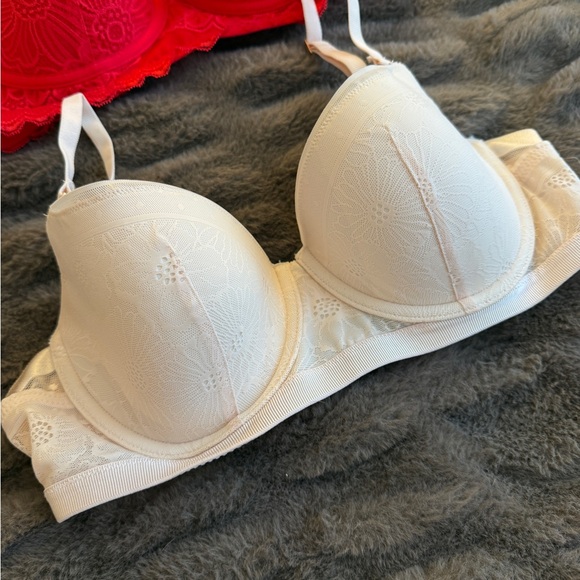 Aerie Red and Cream Lace Bra Bundle Size 34C - Picture 2 of 6